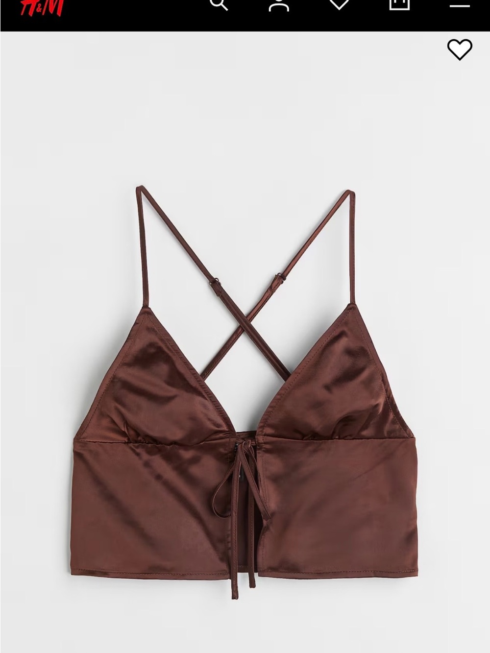 H&M Satin Chocolate Brown Cropped Cami Top
